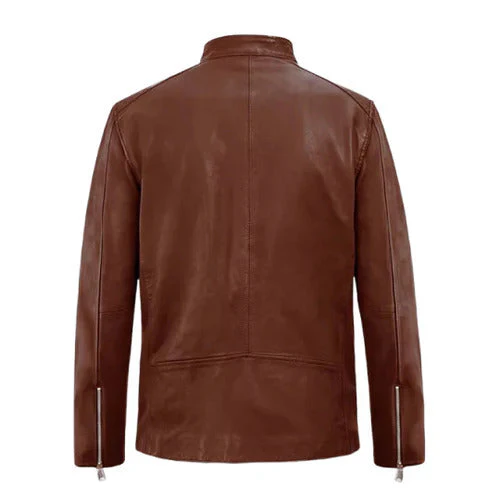 Men's Brown Eclipse Leather Jacket - Image 2