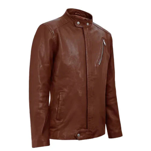 Men's Brown Eclipse Leather Jacket - Image 4