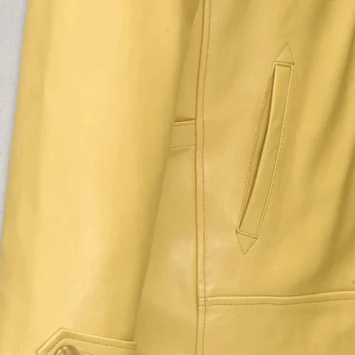 Men's Beige Burn Leather Jacket - Image 3