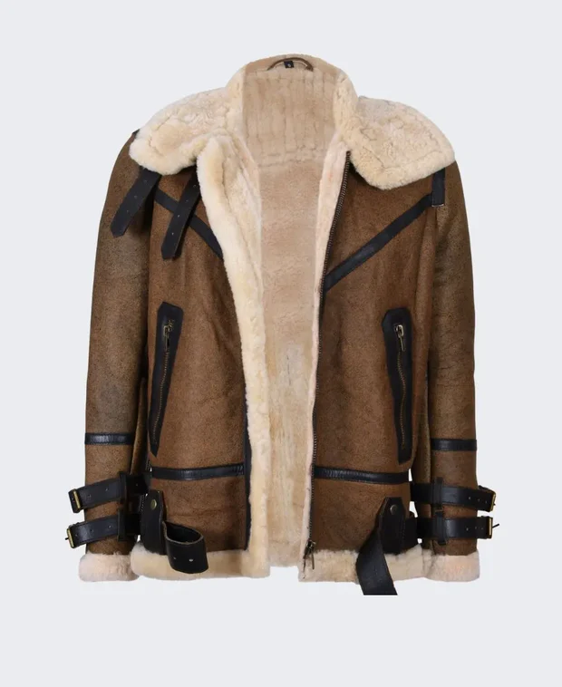 Classic B3 Brown Shearling Leather Jacket - Image 5