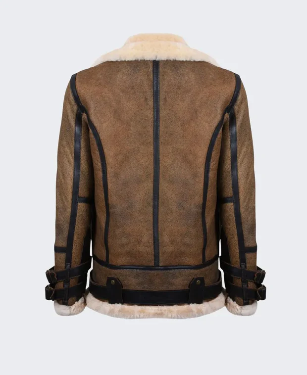 Classic B3 Brown Shearling Leather Jacket - Image 4